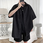 Parine black / 4XL Minimalistyczna Koszula Męska Na Lato