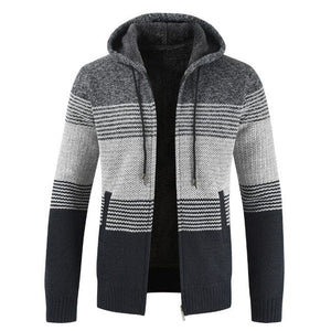 Parine Dark Gray / XXL Zimowy Kardigan Męski Z Kapturem W Paski