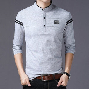 parine.pl Szary 2 / XS Bawełniany Longsleeve Męski Z Kieszonką