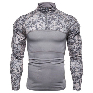 parine.pl Szary / M Elastyczny Longsleeve Męski W Stylu Wojskowym