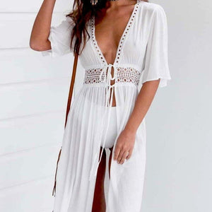 parine.pl Biały / XXL Kimono Plażowe W Stylu Boho