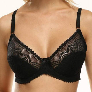 parine.pl 214 Czarny / 85 / C Lekki Koronkowy Biustonosz