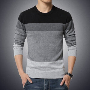 parine.pl Czarny / XXL Longsleeve Męski Z Bawełny W Paski