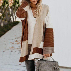 parine.pl Wzór 1 / 3XL Sweter Kardigan Z Szerokimi Rękawami