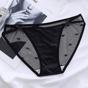 parine.pl 1772 Czarny / L Transparentne Figi W Serca