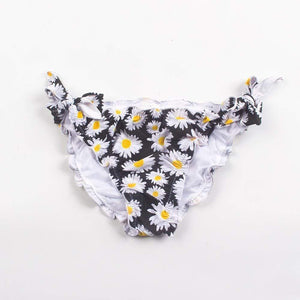 parine.pl 211 Biały / L Wiązany Dół Bikini W Kwiatowe Wzory