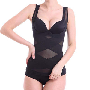 parine.pl 1578 Czarny / L Wyszczuplające Body Z Transparentnymi Elementami