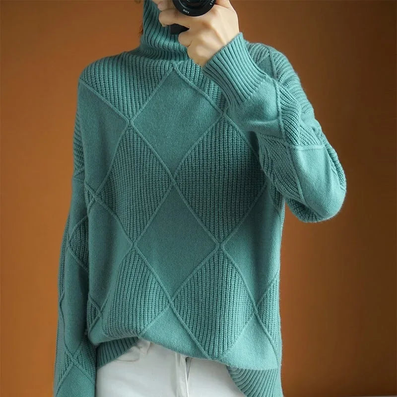 Sweter Wełniany Z Geometrycznym Wzorem