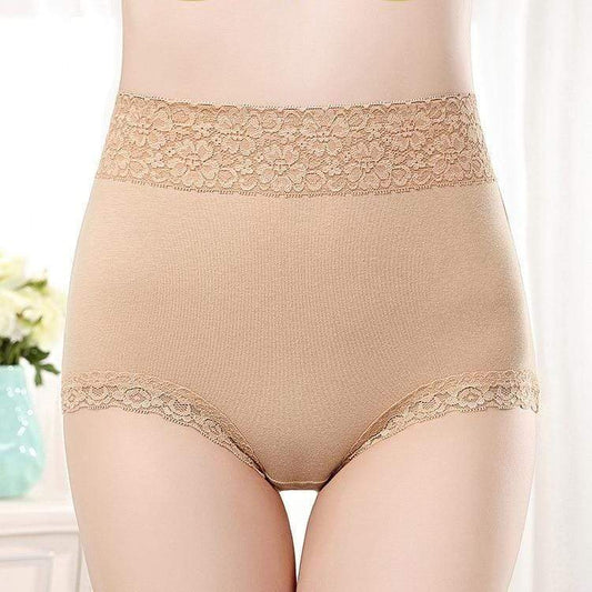 Majtki Plus Size Z Wysokim Stanem I Koronkowym Wykończeniem - Laranka.