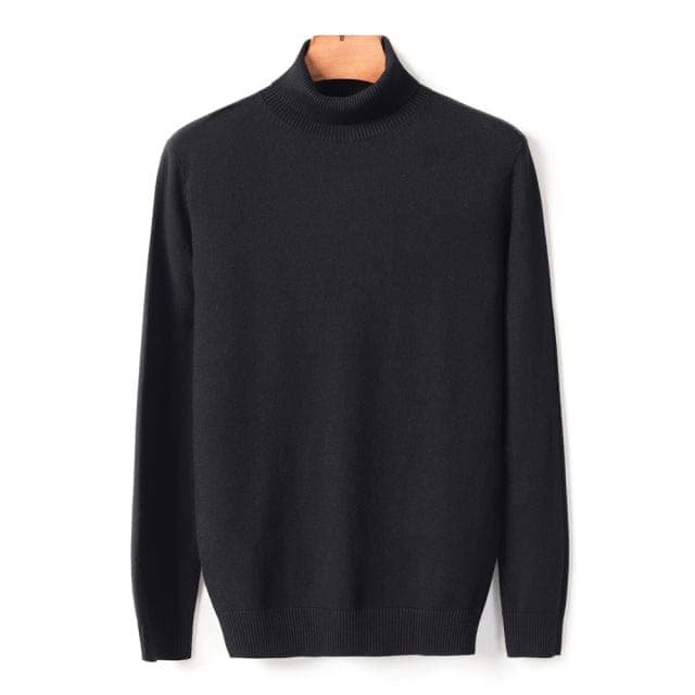 Parine black / M Ciepły Sweter Męski Z Golfem I Długim Rękawem