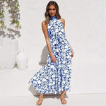 Parine Blue print / S Długa Sukienka