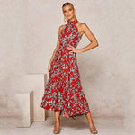 Parine Red 100 Polyester / XL Długa Sukienka