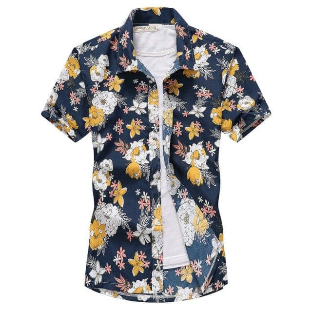 Parine Asian Size 2 / M Koszula Męska W Palmy Z Krótkim Rękawem