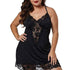 Parine Black / 4XL / China Koszula Nocna Plus Size Z Koronkowymi Wstawkami