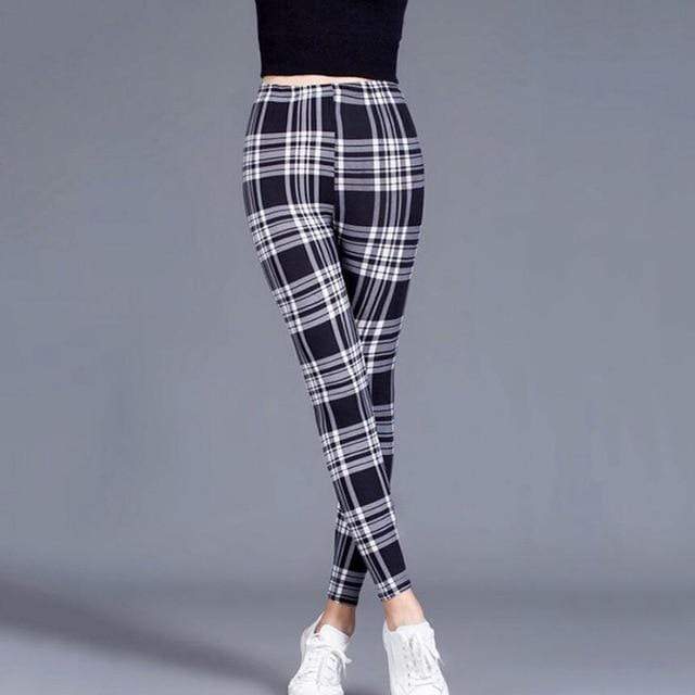 Parine Black White Grid / XL Legginsy 6