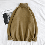 Parine Khaki / M Luźny Wełniany Sweter Męski Z Golfem