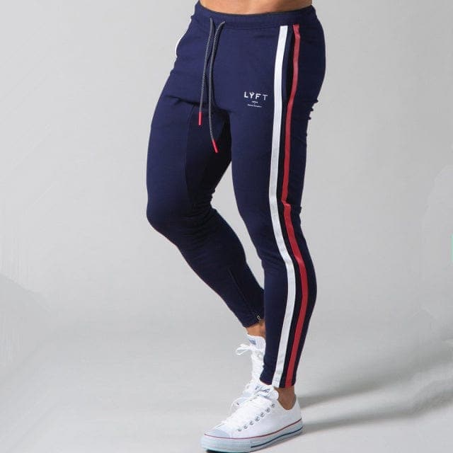 Parine Navy / XL Spodnie Dresowe Męskie Z Paskami