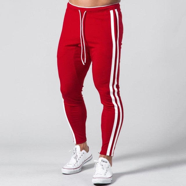Parine Red (No logo) / XXL Spodnie Dresowe Męskie Z Paskami