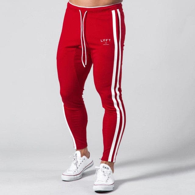 Parine Red / XL Spodnie Dresowe Męskie Z Paskami