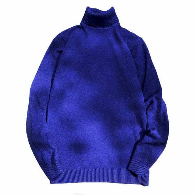 Parine Dark blue / M Szeroki Sweter Męski W Jednolitym Kolorze