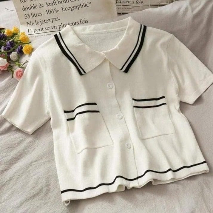 Bawełniany T-shirt Z Kołnierzykiem - Parine