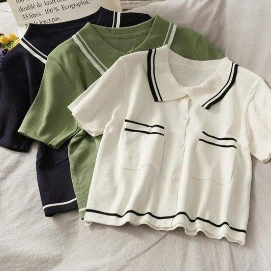 Bawełniany T-shirt Z Kołnierzykiem - Parine