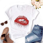 Biały T-shirt Z Ustami - Parine