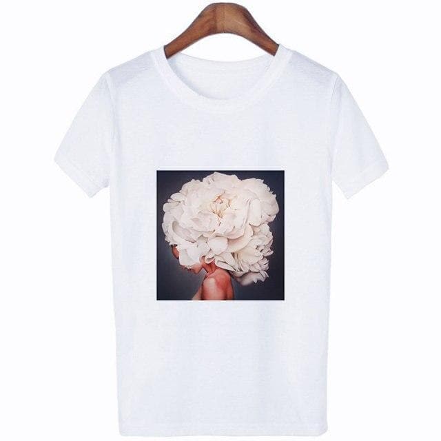 Biały T-shirt Z Nadrukiem - Parine
