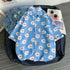 Parine Blue / Asian size XXXL Zapinana Na Guziki Kwiecista Koszula Męska Z Kołnierzem