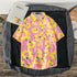 Parine Pink 1130 / Asian size XXXL Zapinana Na Guziki Kwiecista Koszula Męska Z Kołnierzem