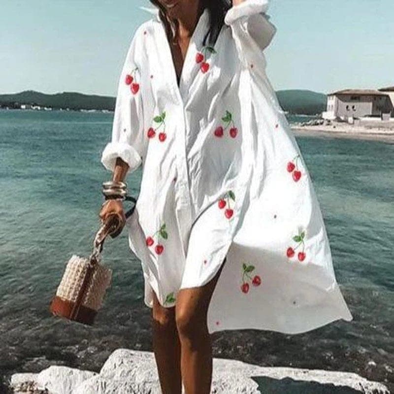 parine.pl Wzór 5 / S Bawełniana Sukienka Plażowa W Typie Koszuli