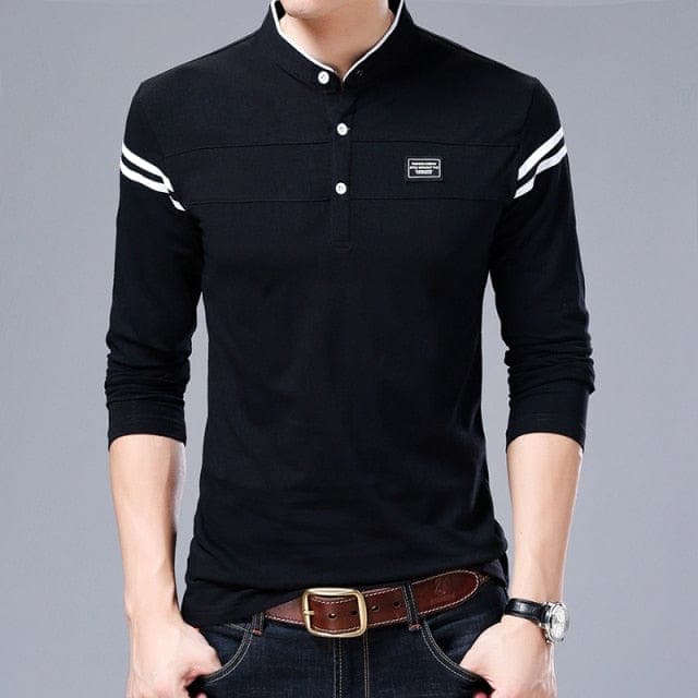 parine.pl Czarny 2 / M Bawełniany Longsleeve Męski Z Kieszonką
