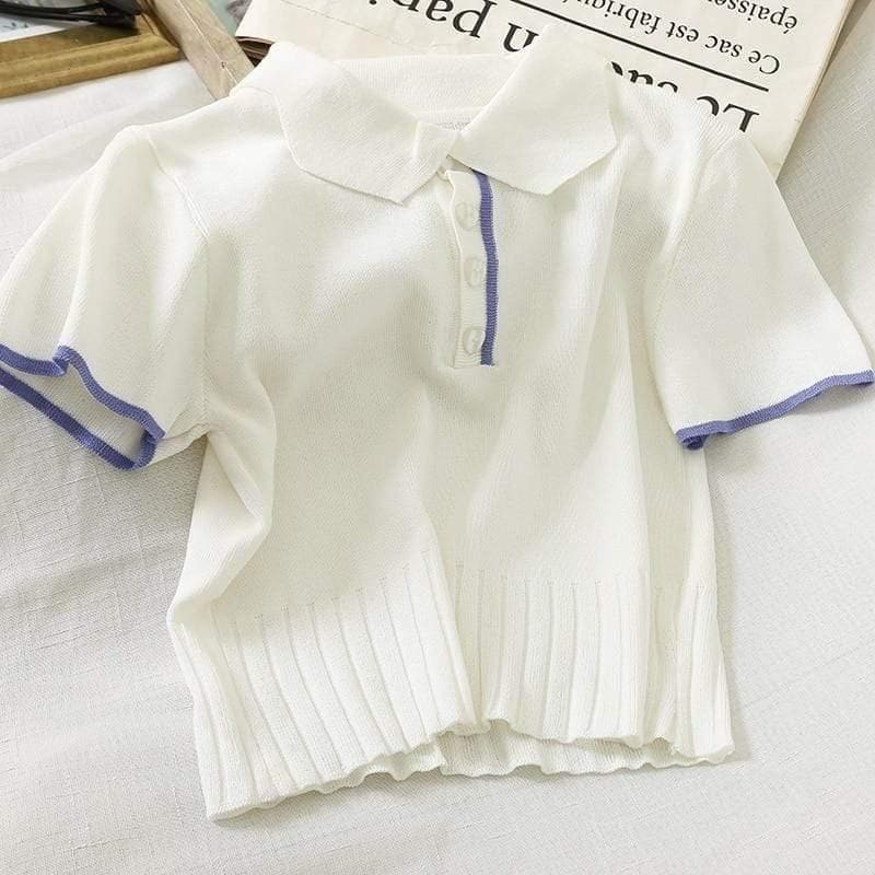 Bawełniany T-shirt Z Kołnierzykiem - Parine