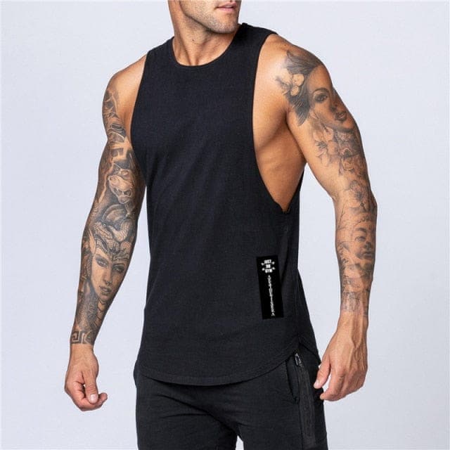 parine.pl Czarny 1 / M Bawełniany Top Męski Fitness