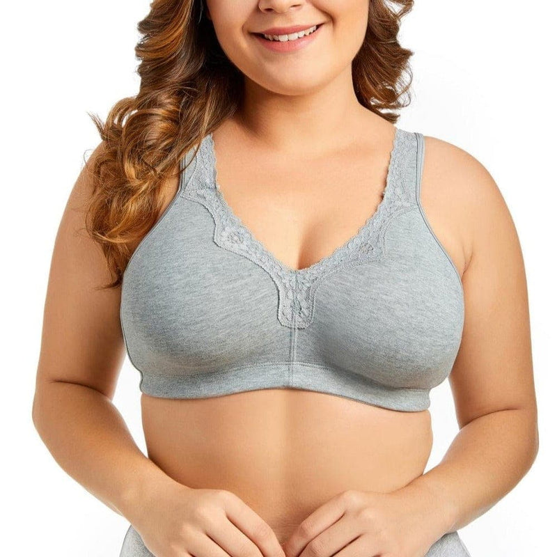 parine.pl Bielizna > Biustonosz > Plus Size Bra Szary / D / 85 Biustonosz Plus Size Z Delikatnym Wykończeniem