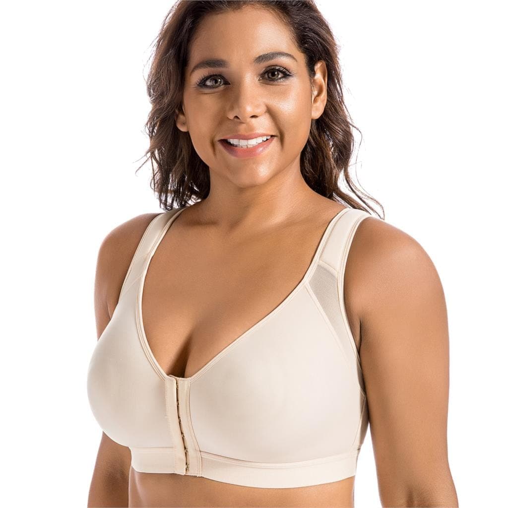 parine.pl Bielizna > Biustonosz > Plus Size Bra Beżowy / B / 75 Biustonosz Plus Size Zapinany Z Przodu