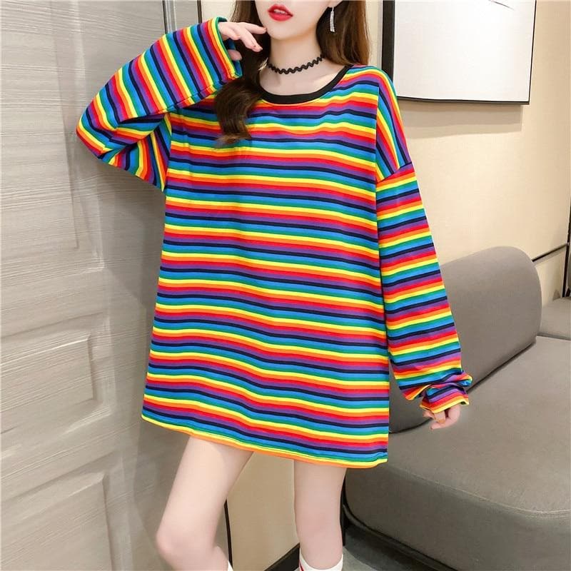 parine.pl Odzież > Bluzka long sleeve Wzór 1 / L Bluzka Oversize W Paski