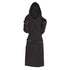 parine.pl 2302 Czarny / 5XL Ciepły Jednolity Szlafrok Z Kapturem