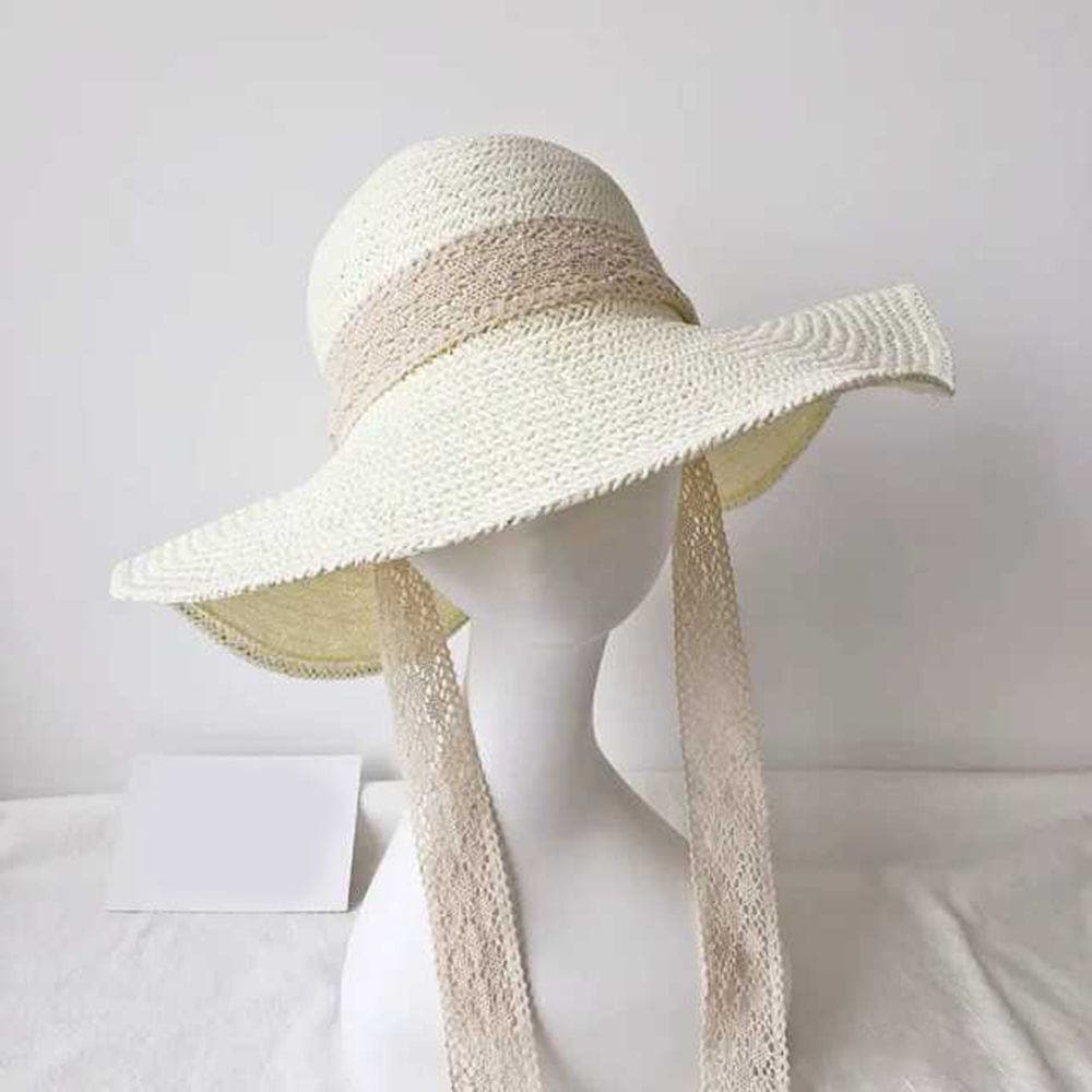 parine.pl Biały / 56-58cm Damski Kapelusz Plażowy Z Paskiem