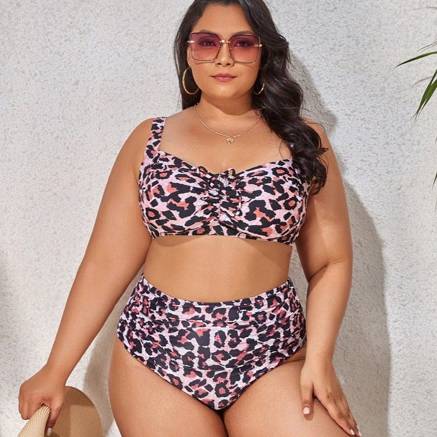 parine.pl Wzór 1 / 4XL Damskie Plus Size Bikini W Kwiaty