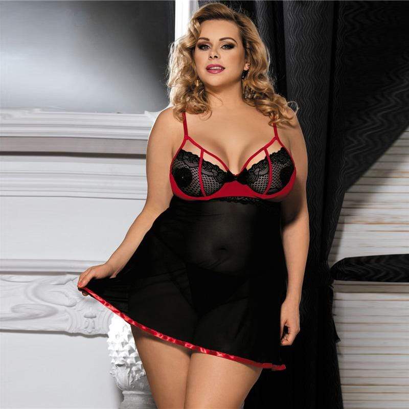 parine.pl 2580 Czarny / XL Diabelska Koszula Nocna Plus Size