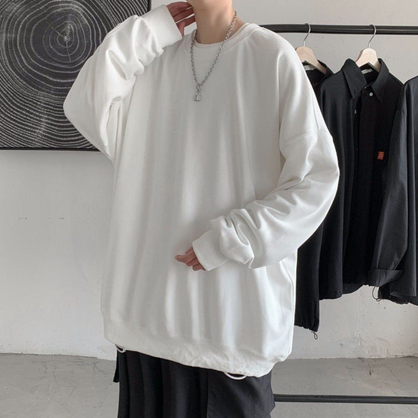 parine.pl Biały / 4XL Długa I Luźna Bluza Męska