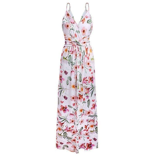 parine.pl Wzór 2 / XL Długa Wzorzysta Sukienka Plażowa W Stylu Vintage