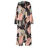 parine.pl Czarny / XXL Długie Kimono Plażowe W Kwiaty