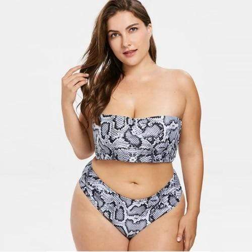parine.pl 211 Wzory / L Dwuczęściowy Strój Kąpielowy Plus Size W Stylu Wężowej Skóry