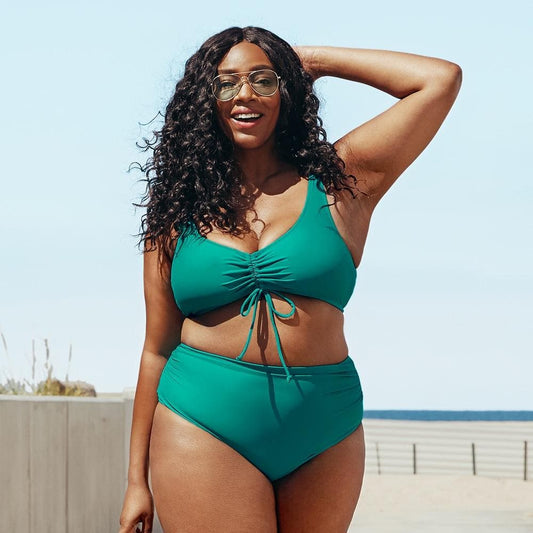 parine.pl 211 Zielony / 4XL Dwuczęściowy Strój Kąpielowy Plus Size Z Wysokim Stanem