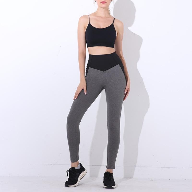 parine.pl Sport > Legginsy Szary / L Dwukolorowe Sportowe Legginsy