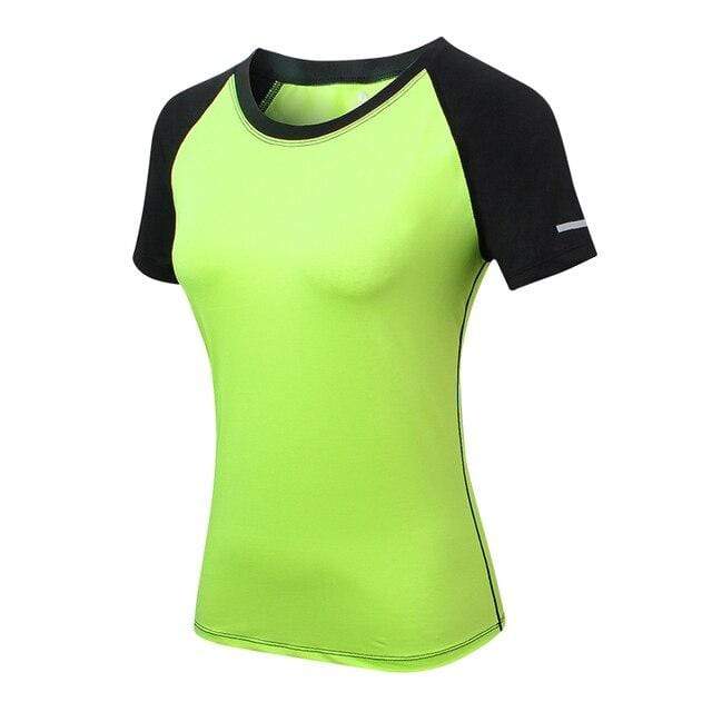 parine.pl Sport > Top Zielony / XL Dwukolorowy Sportowy Top Z Krótkim Rękawem