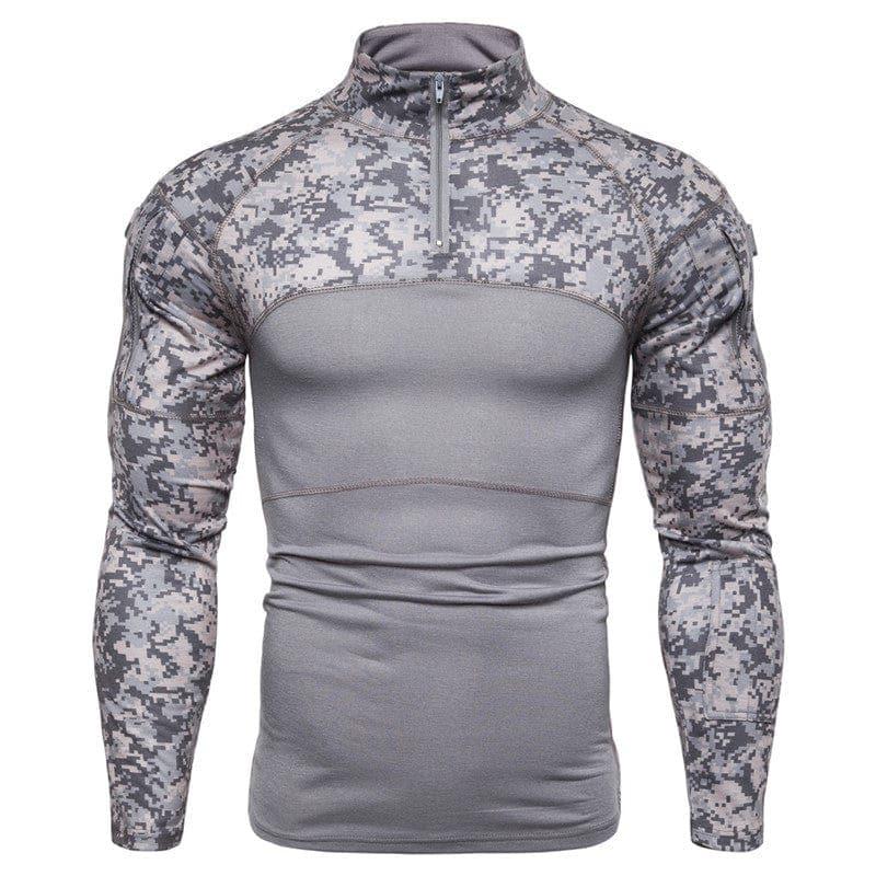 parine.pl Szary / M Elastyczny Longsleeve Męski W Stylu Wojskowym