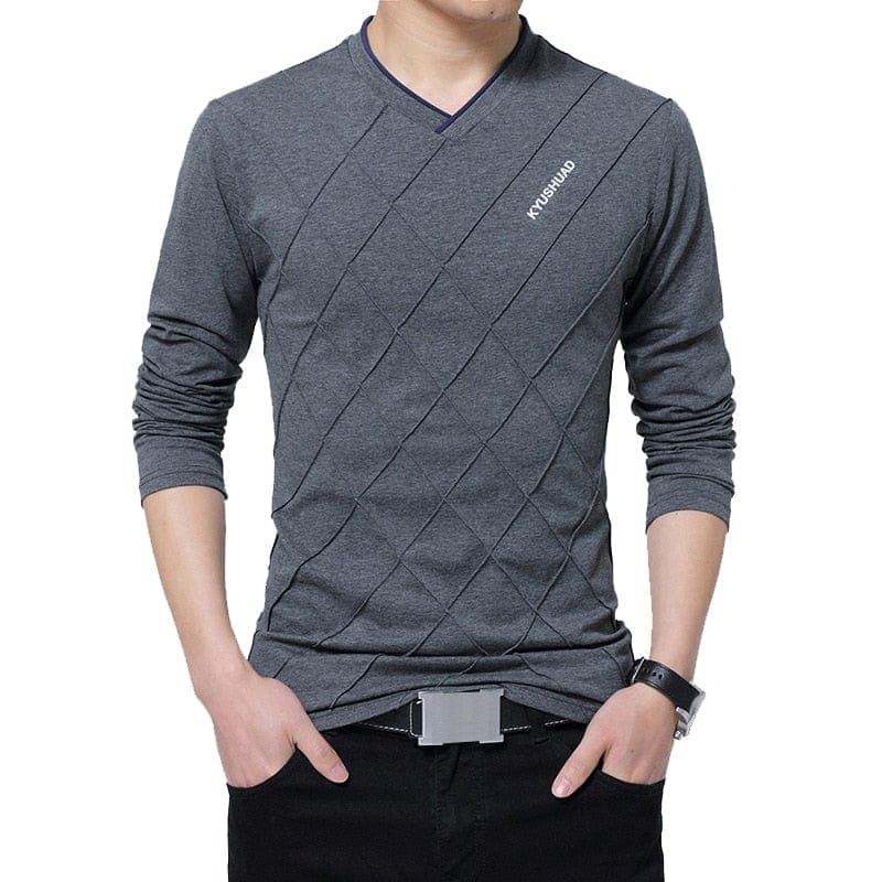 parine.pl Ciemnoszary / L Elastyczny Longsleeve Męski Z Bawełny